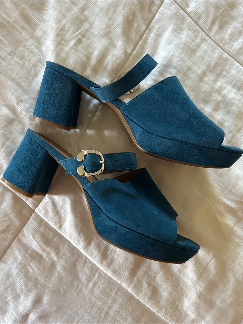 AEROSOLES Teal Suede Slide Mules